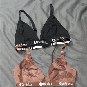 Ethika Women's Black and Brown Bralette Duo